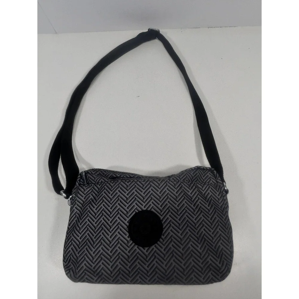 Kipling Grey Black Herringbone Crossbody Bag Adjustable Strap KI9338-R9D